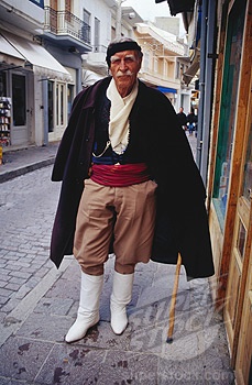 Greek man in festive attire with traditional baggy trousers vraka