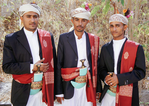 Yemeni men in wedding clothing