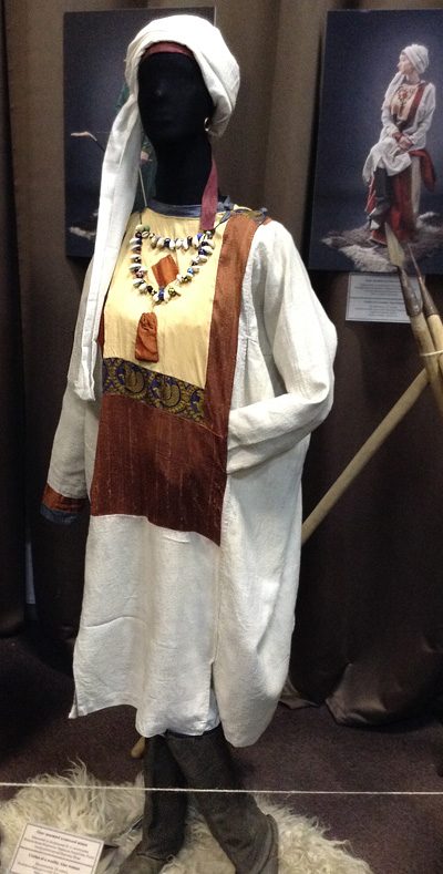 Reconstruction of clothes of wealthy Alan woman from Russia 9th century