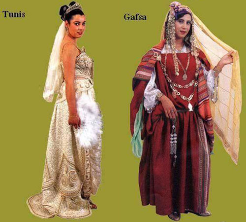 Tunisian folk dresses from Tunis and Gafsa