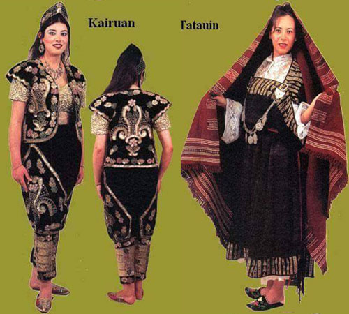 Tunisian folk dresses from Kairouan and Tataouin
