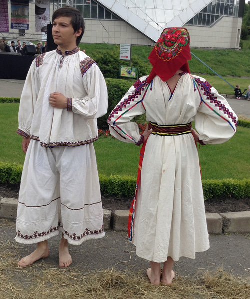 Man’s and woman’s clothing of married couple from Zakarpattia region of Ukraine