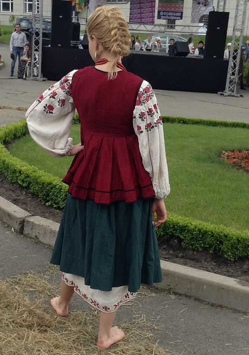Authentic clothing of unmarried woman from Chyhyryn district Cherkasy region of Ukraine