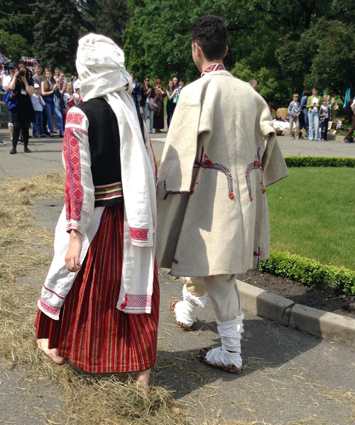 Male and female authentic outfits from Rivne region of Ukraine