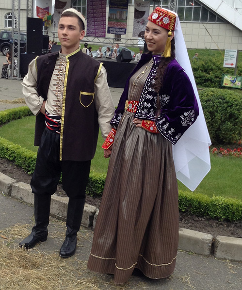 Traditional male and female costume of Crimean Tatars Crimean Peninsula