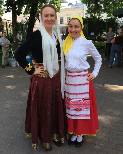 Modern folk Greek female costumes