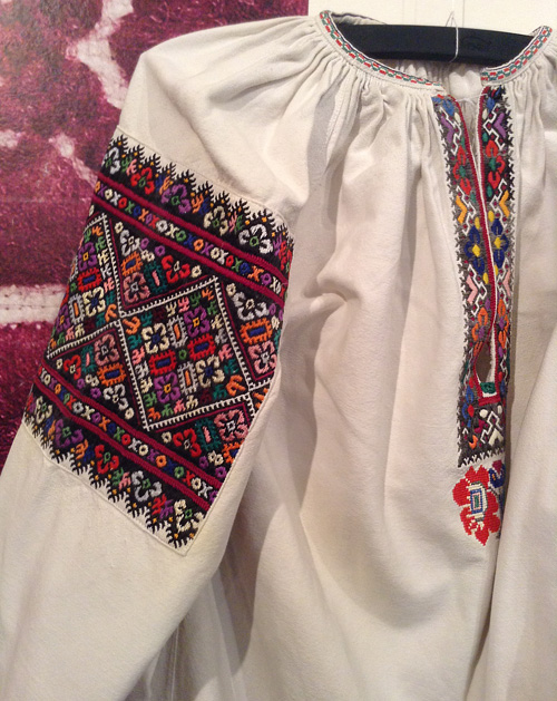 Embroidery pattern on women’s shirt from Bukovyna region western part of Ukraine