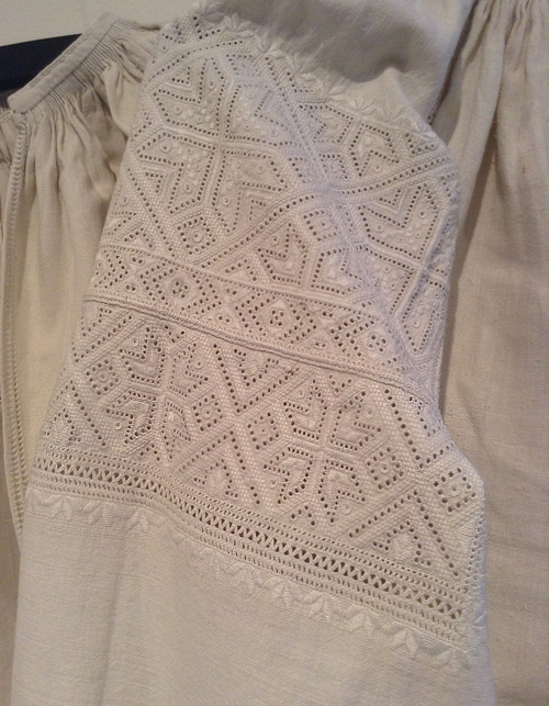 Whitework pattern on the sleeve of women’s shirt from Pokuttya region western Ukraine