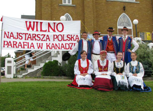 Male and female national costumes of Kashubian ethnic group
