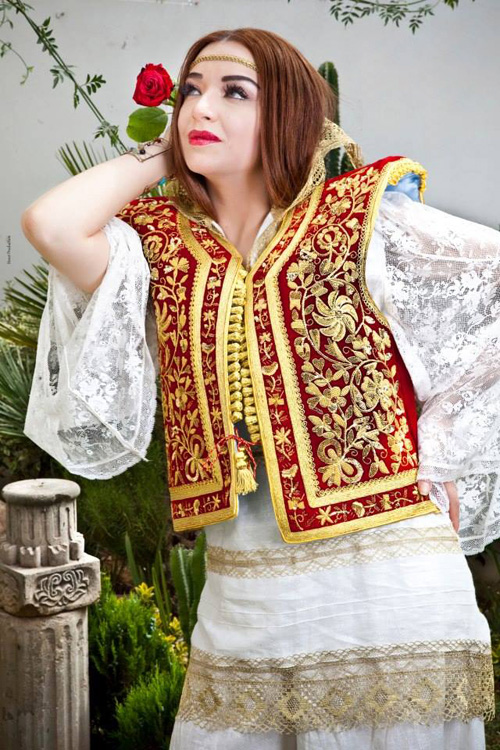 Tunisian modern female clothing with ethnic motifs