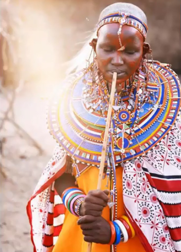 Maasai Wedding clothing with ethnic motifs