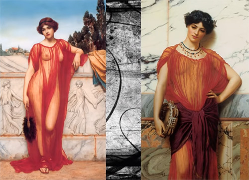 Neoclassical paintings by John William Godward Athenais from 1908 and Drusilla from 1906