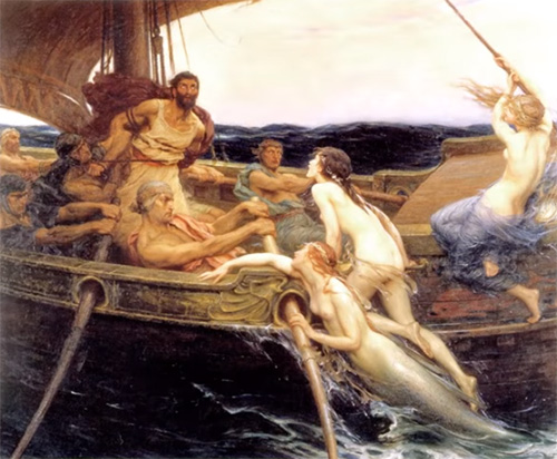 1909 painting Ulysses and the Sirens by Herbert James Draper