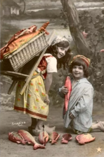Colorized photos of adorable Edwardian-era girls