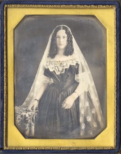 Portrait of beautiful bride 1840s