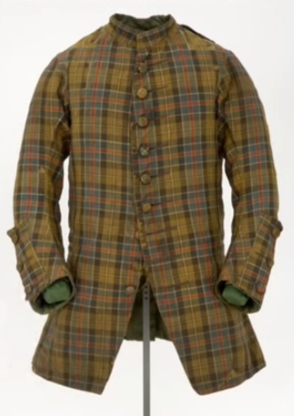 Scottish woolen twill-weave tartan coat