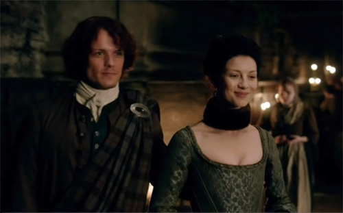 Stage costumes of Outlander series. Scottish 18th-century clothing of Claire Fraser