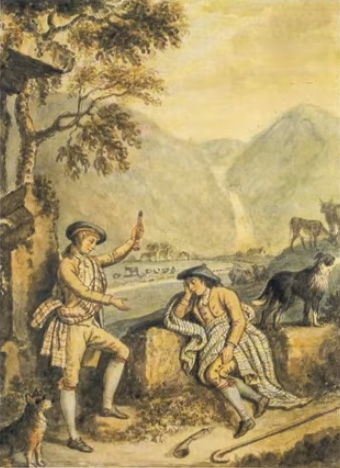 18th-century illustration The Craigy Bield by Scottish painter David Allan