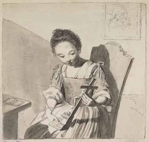 David Allan, 1770, A Seated Italian Girl with a Crucifix