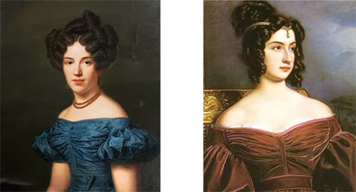 1830 oil on canvas of Henriette Gleichman von Oven and 1831 painting of Marchesa Marianna Florenzi
