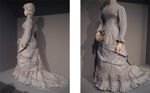 1880s silver dinner gown from the Natural Form era