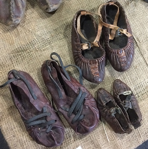 Two pairs of female and one pair of kid leather shoes from Central Ukraine, the late 19th – early 20th century