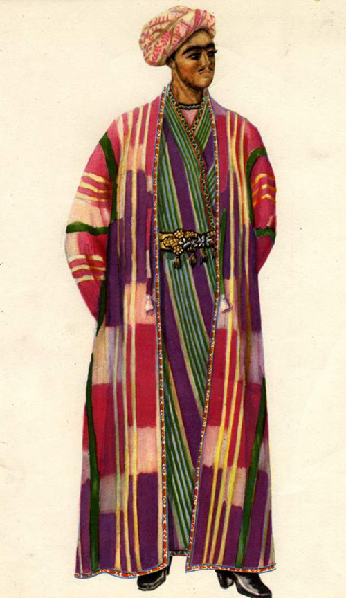 homoseksueel Naleving van Vertrouwen Amazing Tajik national costumes: pink male robes, shoes on top of shoes,  and burqa for women - Nationalclothing.org