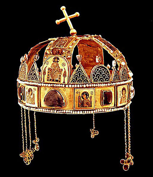 The Holy Crown of Hungary, presumably made in Constantinople in the 1070s