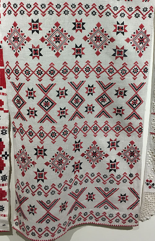 Traditional embroidery and openwork on Ukrainian ceremonial towels
