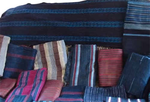 Etu type of African aso oke fabric – beautiful indigo-dyed cloth with striped patterns