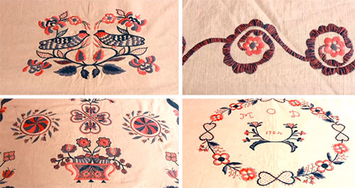 Swedish traditional embroidered bedcover