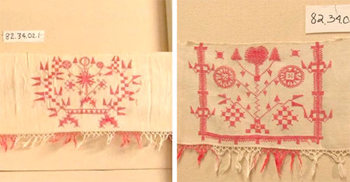 Swedish traditional embroidered linen curtain