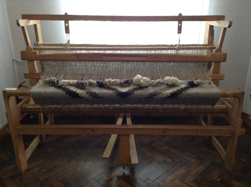 Large weaving loom for making thick woolen cloth and blankets from Carpathian Ukraine 19th century