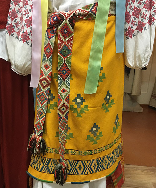 Bright-yellow woven apron from Northern Ukraine late 19th century