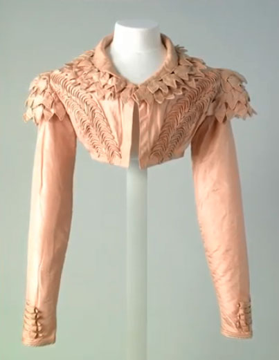 Napoleonic Wars fashion Silk spencer with military-style embellishments 1815