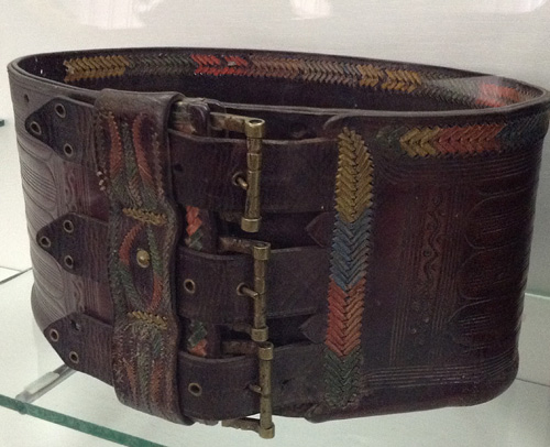 Wide leather belt cheres from Ivano-Frankivsk region of Ukraine early 20th century