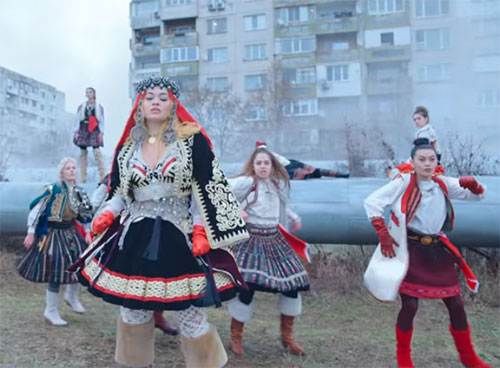 stage costumes in Rita Ora x Imanbek Bang music video