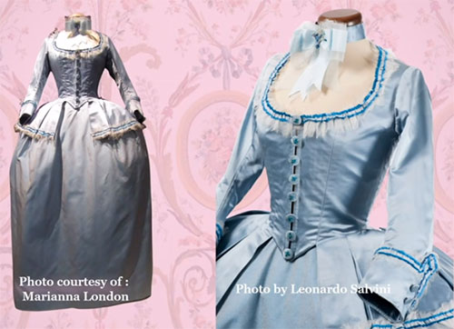 Movie costumes in Marie Antoinette historical drama film