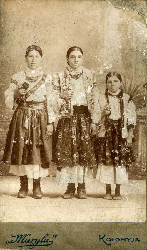 Ukrainian girls in festive costumes from Ivano-Frankivsk region western Ukraine 1917