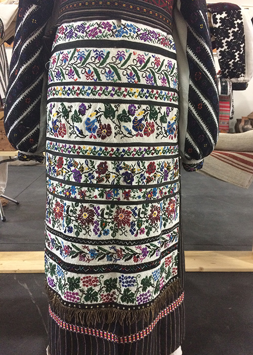 Ornate Ukrainian apron richly adorned with embroidery and beading