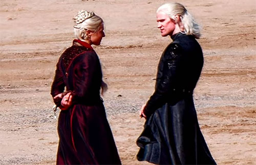Movie costume of Rhaenyra Targaryen from House of the Dragon, prequel to Game of Thrones