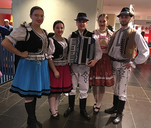 Slovak folk dancers wearing national clothing