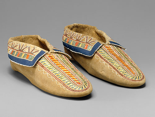 Vintage traditional moccasins of indigenous peoples in Canada