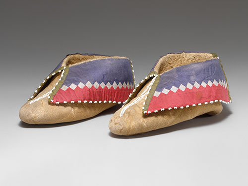 Vintage traditional moccasins of indigenous peoples in Canada