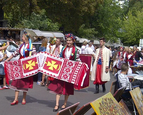 Parade of national embroidered clothing in Ukraine