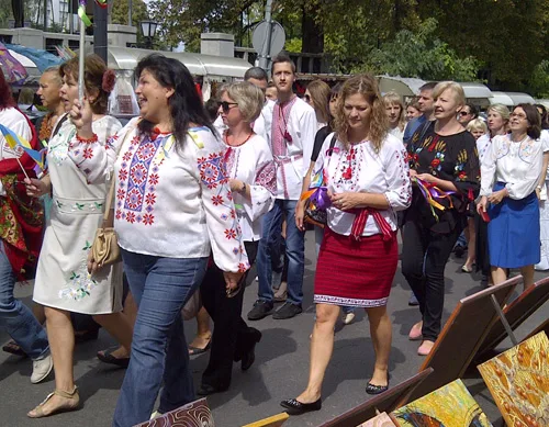 Parade of national embroidered clothing in Ukraine