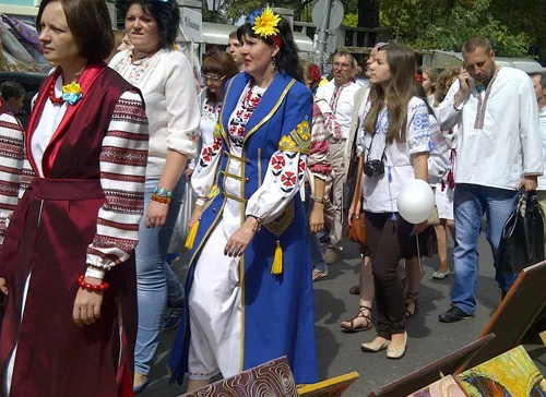 Parade of national embroidered clothing in Ukraine