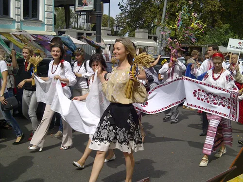 Parade of national embroidered clothing in Ukraine