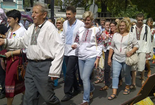 Parade of national embroidered clothing in Ukraine