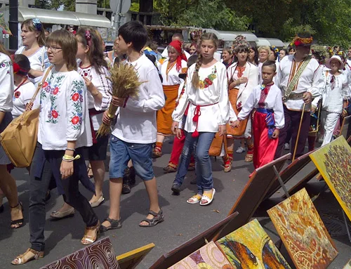 Parade of national embroidered clothing in Ukraine